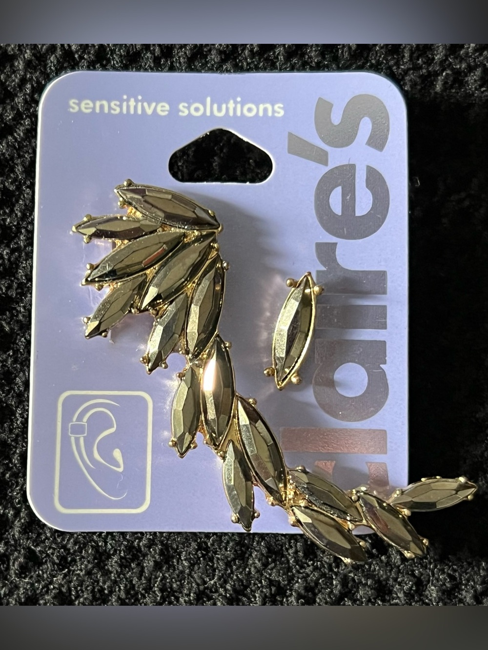 Claire's Gold Marquise Crystal Ear Crawlers